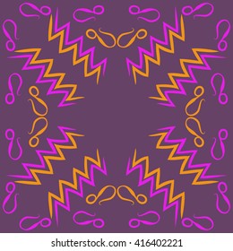 Circular pattern of zodiac signs, doodles, object,aquarius,lions, zigzag, copy space. Hand drawn.