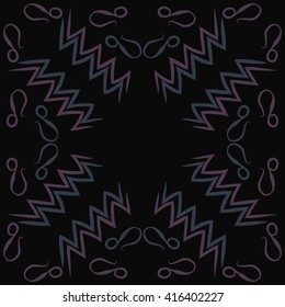 Circular pattern of zodiac signs, doodles, object,aquarius,lions, zigzag, copy space. Hand drawn.