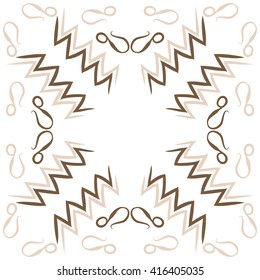Circular pattern of zodiac signs, doodles, object,aquarius,lions, zigzag, copy space. Hand drawn.