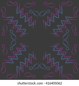 Circular pattern of zodiac signs, doodles, object,aquarius,lions, zigzag, copy space. Hand drawn.