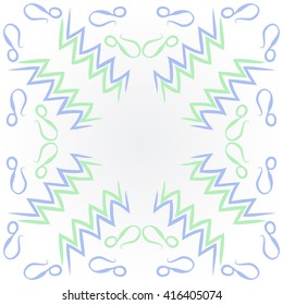 Circular pattern of zodiac signs, doodles, object,aquarius,lions, zigzag, copy space. Hand drawn.