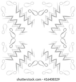 Circular pattern of zodiac signs, doodles, object,aquarius,lions, zigzag, copy space. Hand drawn.