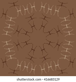 Circular pattern of zodiac signs, doodles, object,pisces, copy space. Hand drawn.