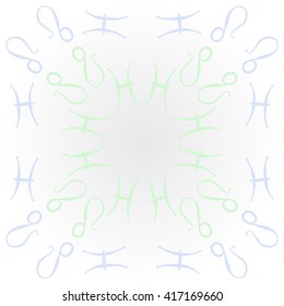 Circular pattern of zodiac signs, doodles, object,pisces,lions, copy space. Hand drawn.