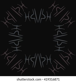 Circular pattern of zodiac signs, doodles, object,pisces,libra, copy space. Hand drawn.