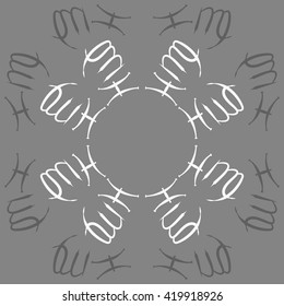 Circular pattern of zodiac signs, doodles, object,pisces,virgo, copy space. Hand drawn.