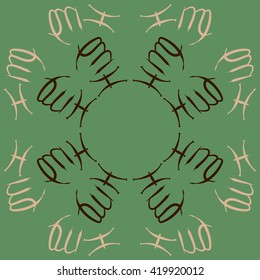 Circular pattern of zodiac signs, doodles, object,pisces,virgo, copy space. Hand drawn.