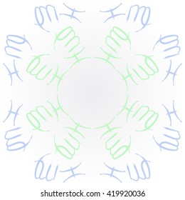 Circular pattern of zodiac signs, doodles, object,pisces,virgo, copy space. Hand drawn.