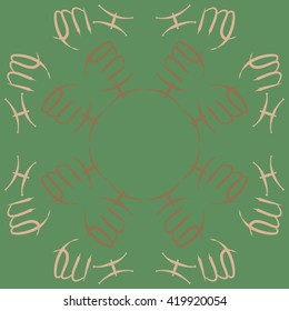 Circular pattern of zodiac signs, doodles, object,pisces,virgo, copy space. Hand drawn.