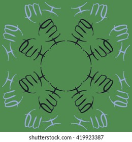 Circular pattern of zodiac signs, doodles, object,pisces,virgo, copy space. Hand drawn.