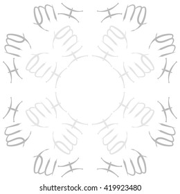 Circular pattern of zodiac signs, doodles, object,pisces,virgo, copy space. Hand drawn.