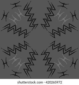 Circular pattern of zodiac signs, doodles, object,pisces,aquarius, copy space. Hand drawn.