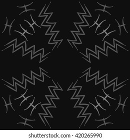 Circular pattern of zodiac signs, doodles, object,pisces,aquarius, copy space. Hand drawn.