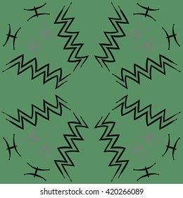Circular pattern of zodiac signs, doodles, object,pisces,aquarius, copy space. Hand drawn.