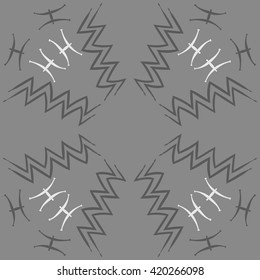 Circular pattern of zodiac signs, doodles, object,pisces,aquarius, copy space. Hand drawn.