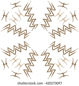 Circular pattern of zodiac signs, doodles, object,pisces,aquarius, copy space. Hand drawn
