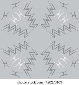 Circular pattern of zodiac signs, doodles, object,pisces,aquarius, copy space. Hand drawn