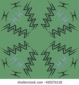 Circular pattern of zodiac signs, doodles, object,pisces,aquarius, copy space. Hand drawn.