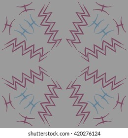 Circular pattern of zodiac signs, doodles, object,pisces,aquarius, copy space. Hand drawn.