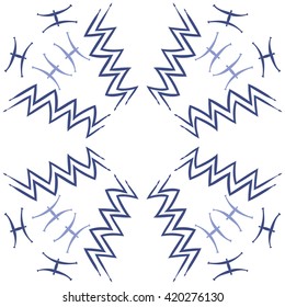 Circular pattern of zodiac signs, doodles, object,pisces,aquarius, copy space. Hand drawn.