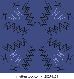 Circular pattern of zodiac signs, doodles, object,pisces,aquarius, copy space. Hand drawn.