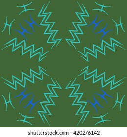 Circular pattern of zodiac signs, doodles, object,pisces,aquarius, copy space. Hand drawn.