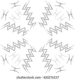 Circular pattern of zodiac signs, doodles, object,pisces,aquarius, copy space. Hand drawn.