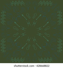 Circular pattern of zodiac signs, doodles, object,cancer,virgo,aries,cancer,lion,scorpio,sagittarius,capricorn,aquarius,pisces. Hand drawn.