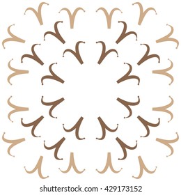 Circular pattern of zodiac signs, doodles,  object,aries, copy space. Hand drawn.