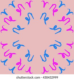 Circular  pattern of zodiac signs, doodles,  object,aries, capricorn, copy space. Hand drawn.