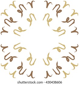 Circular  pattern of zodiac signs, doodles,  object,aries, capricorn, copy space. Hand drawn.