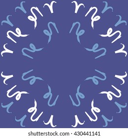 Circular  pattern of zodiac signs, doodles,  object,aries, capricorn, copy space. Hand drawn.