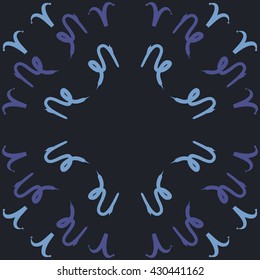 Circular  pattern of zodiac signs, doodles,  object,aries, capricorn, copy space. Hand drawn.