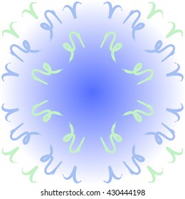 Circular  pattern of zodiac signs, doodles,  object,aries, capricorn, copy space. Hand drawn.