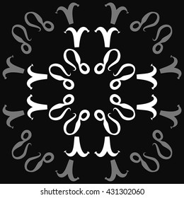 Circular  pattern of zodiac signs, doodles,  object,aries,lion. Hand drawn.