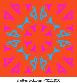 Circular  pattern of zodiac signs, doodles,  object,aries,libra. Hand drawn.