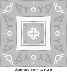 Circular  pattern of zodiac signs, doodles,  object,aries,libra, stripes, spot,quadrangles. Hand drawn.