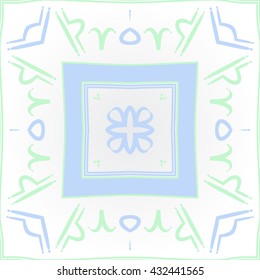 Circular  pattern of zodiac signs, doodles,  object,aries,libra, stripes, spot,quadrangles. Hand drawn.