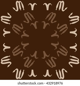 Circular  pattern of zodiac signs, doodles,  object,aries,scorpio, copy space. Hand drawn.
