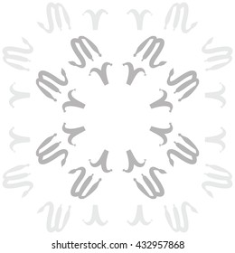 Circular  pattern of zodiac signs, doodles,  object,aries,scorpio, copy space. Hand drawn.