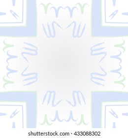 Circular pattern of zodiac signs, doodles,  object,aries,scorpio,stripes,cross, spot, copy space. Hand drawn.