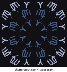 Circular  pattern of zodiac signs, doodles,  object,aries,virgo, copy space. Hand drawn.