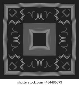 Circular  pattern of zodiac signs, doodles,  object,aries,aquarius, stripes,spot,quadrangle. Hand drawn.