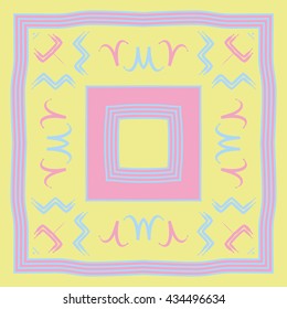 Circular  pattern of zodiac signs, doodles,  object,aries,aquarius, stripes,spot,quadrangle. Hand drawn.