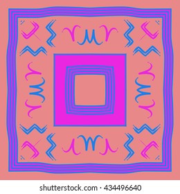 Circular  pattern of zodiac signs, doodles,  object,aries,aquarius, stripes,spot,quadrangle. Hand drawn.