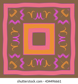 Circular  pattern of zodiac signs, doodles,  object,aries,aquarius, stripes,spot,quadrangle. Hand drawn.