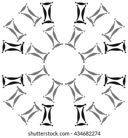 Circular pattern of zodiac signs, doodles,  object,gemini, copy space. Hand drawn.