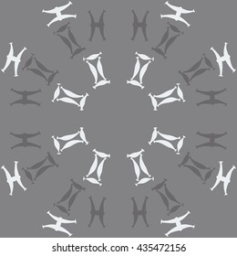 Circular  pattern of zodiac signs, doodles,  object,gemini,pisces. Hand drawn.