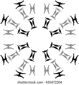 Circular  pattern of zodiac signs, doodles,  object,gemini,pisces. Hand drawn.