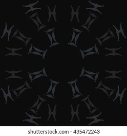 Circular  pattern of zodiac signs, doodles,  object,gemini,pisces. Hand drawn.